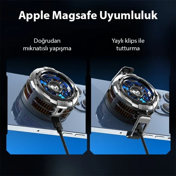 MEMO CX08 iOS Android Soğutucu 15W Manyetik + Arka Klips 2si 1 Arada Yarı İletken Soğutma Fanı Radyatörü-(5775)