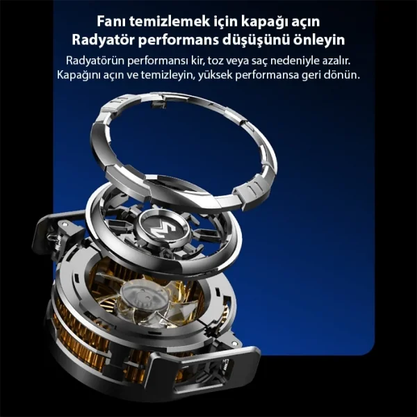 MEMO CX08 iOS Android Soğutucu 15W Manyetik + Arka Klips 2si 1 Arada Yarı İletken Soğutma Fanı Radyatörü-(5775)