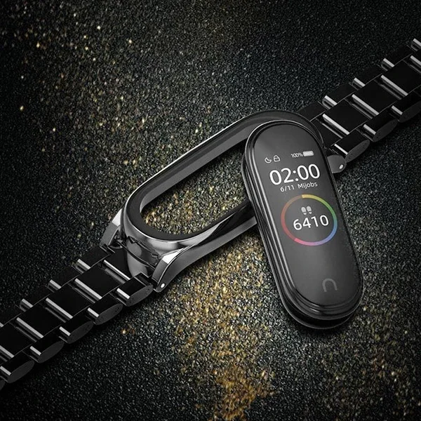 Mijobs Xiaomi Mi Band 4 Akıllı Saat 3 Bakla Çelik Kayış Kordon-(5775)