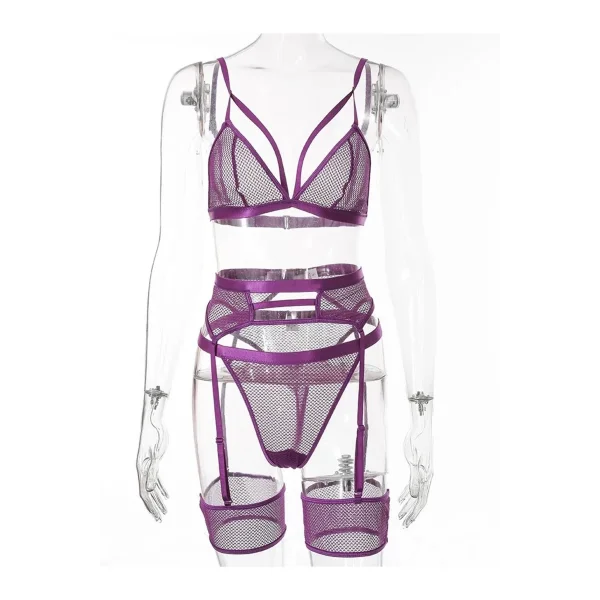 Mor Fantezi File Jartiyer Takım - 1040