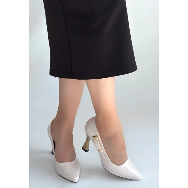 Motya Bej Rugan Topuklu Ayakkabı