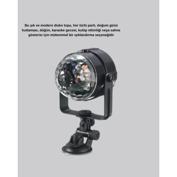 Müzik Ritmine Duyarlı Renkli Disko Topu – 7 Modlu Işıklı Parti Lambası