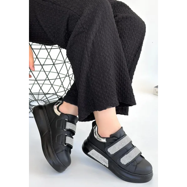 Nino Siyah Cilt Cırt Cırtlı Spor Ayakkabı