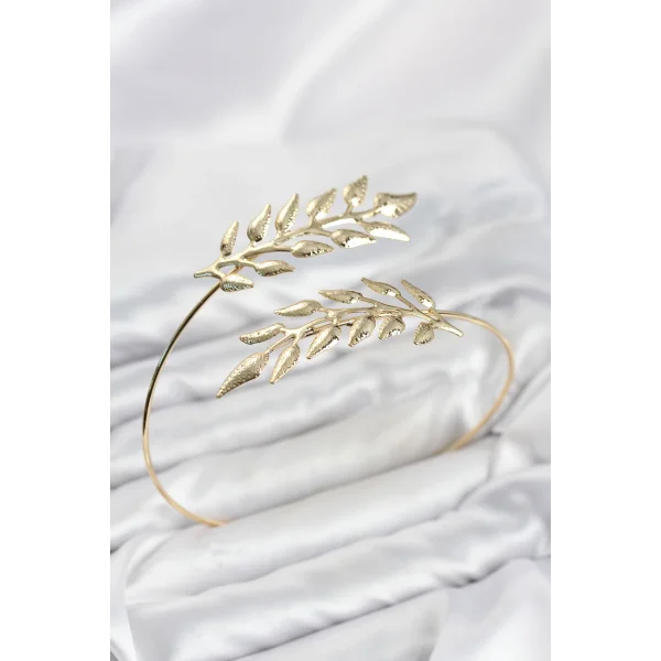 Pazu Bileklik Gold Renk Pirinç Zeytin Dalı Model