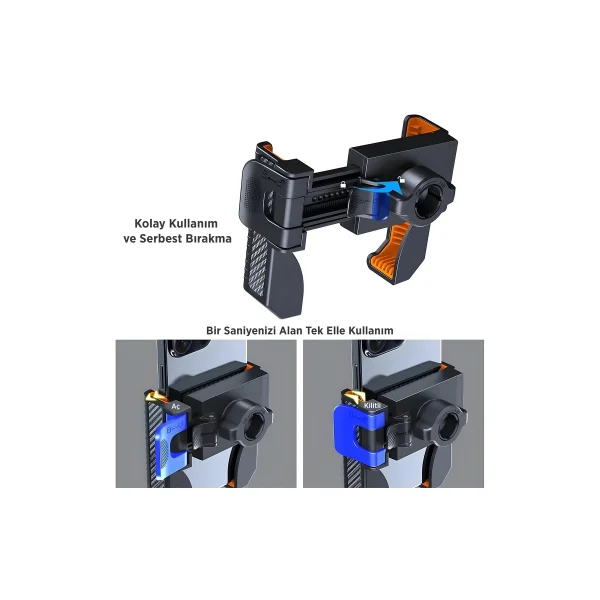 Gidon Bağlantılı Bisiklet Motosiklet İçin Esnek Abs 4-7.8″ İnç Telefon Tutucu 360° Dönebilen Tasarım