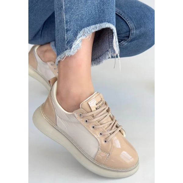 Piona Bej Rugan Bağcıklı Spor Ayakkabı