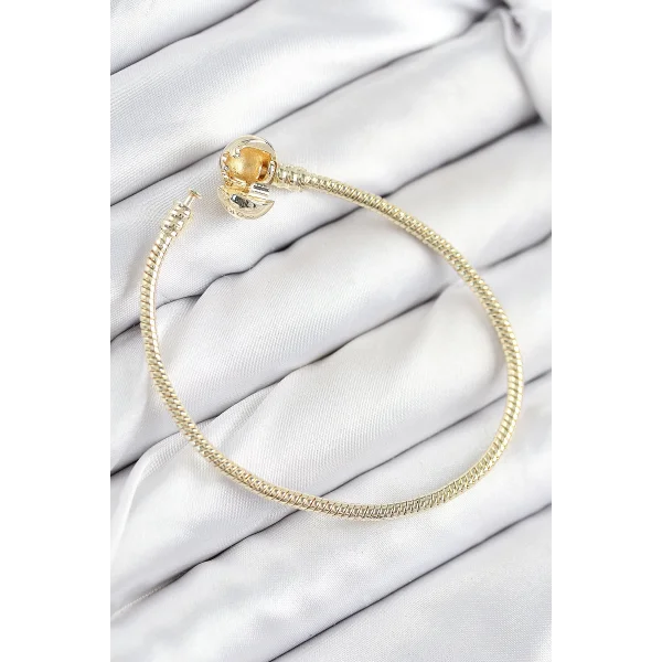 Pirinç Charm Topcuk Model Gold Renk Kadın Bileklik