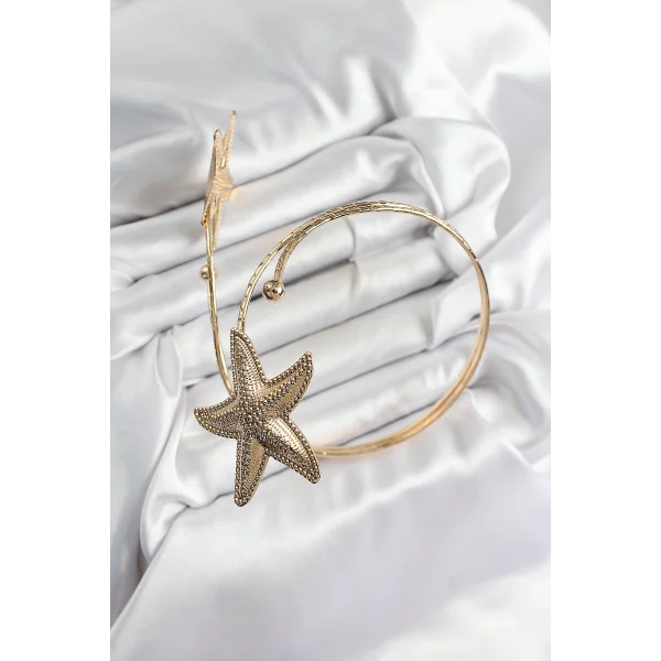 Pirinç Deniz Yıldızı Model Gold Renk Kadın Pazu Bileklik