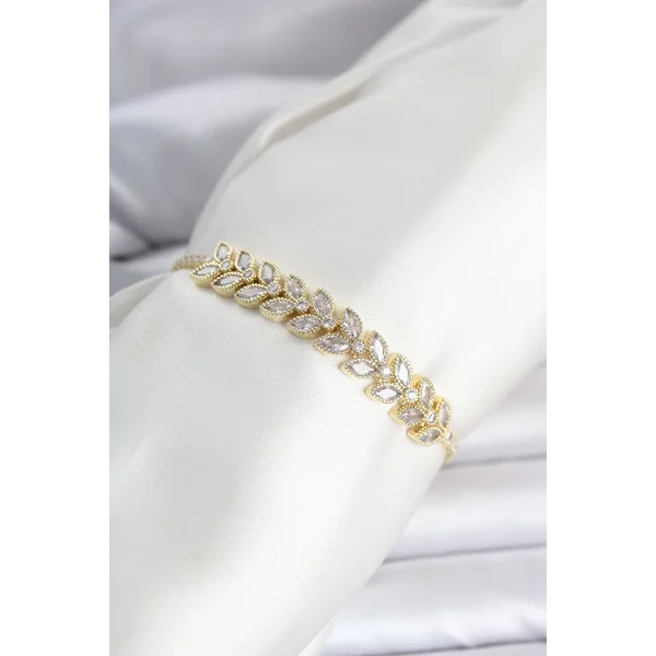 Pirinç Gold Renk Başak Model Su Yolu Kadın Bileklik