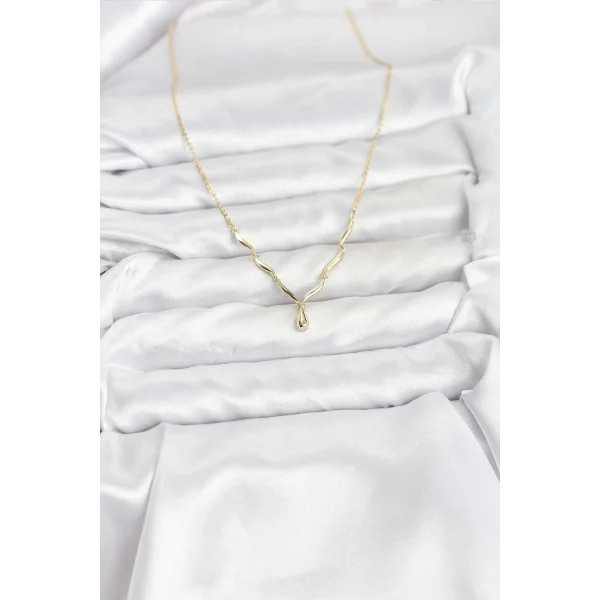 Pirinç Gold Renk Damla Model Kadın Kolye