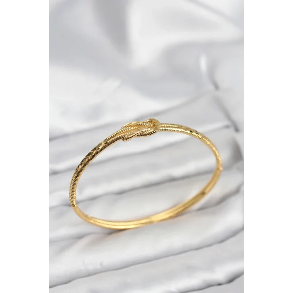 Pirinç Gold Renk Düğüm Model Kadın Kelepçe Bileklik