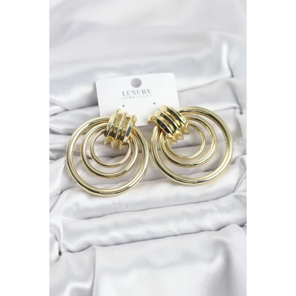 Pirinç Gold Renk Halka Model Vintage Kadın Küpe
