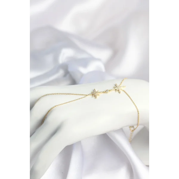 Pirinç Gold Renk Kutup Yıldızı Model Zirkon Taşlı Şahmeran