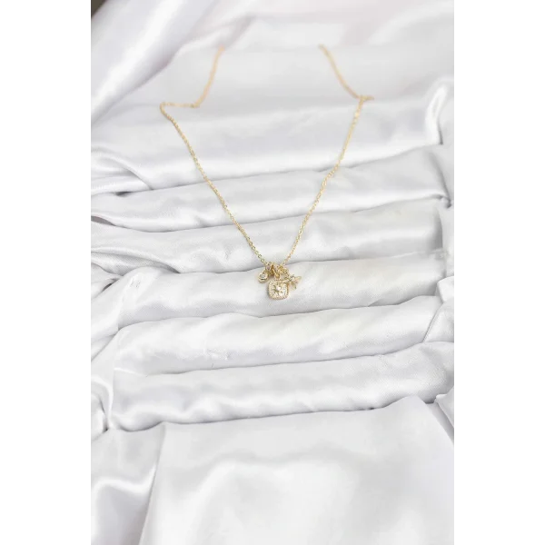 Pirinç Gold Renk Minimal Charmlı Kadın Kolye