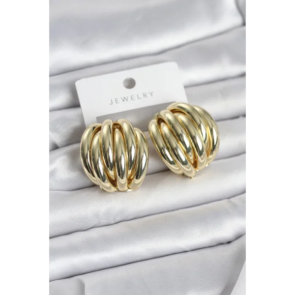Pirinç Gold Renk Vintage Kadın Küpe
