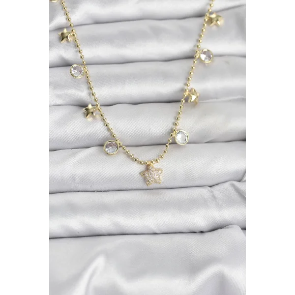 Pirinç Gold Renk Yıldız Model Kadın Kolye