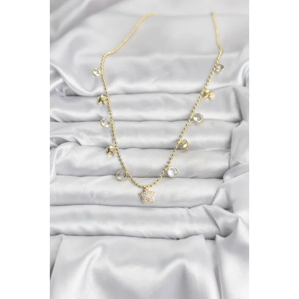 Pirinç Gold Renk Yıldız Model Kadın Kolye