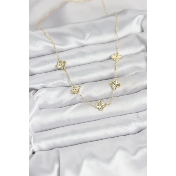 Pirinç Gold Renk Yonca Kadın Kolye