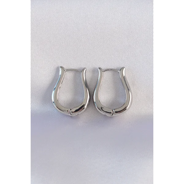 Pirinç Gümüş Renk İçi Boş Gül Küpe