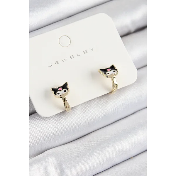 Pirinç Kuromi Model Gold Renk Çocuk Küpe