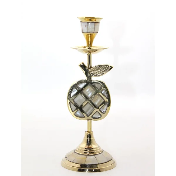 Pirinç Sedefli Tekli Şamdan 1636