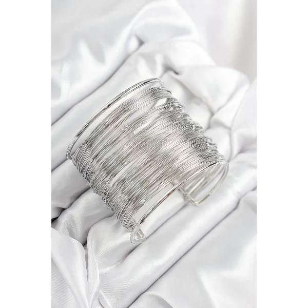 Pirinç Tel Sarma Model Gümüş Renk Kadın Bileklilk