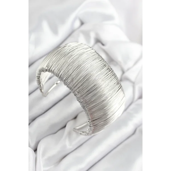 Pirinç Tel Sarma Model Gümüş Renk Kadın Bileklilk