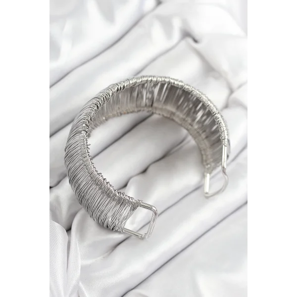 Pirinç Tel Sarma Model Gümüş Renk Kadın Bileklilk