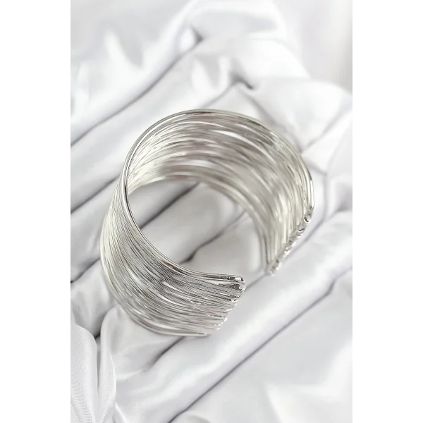 Pirinç Tel Sarma Model Gümüş Renk Kadın Bileklilk
