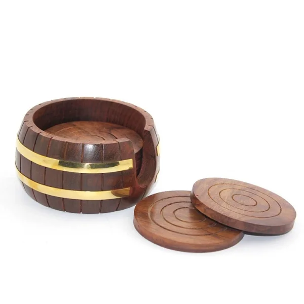 Pirinç Yuvarlak Ahşap Bardak Altı W431