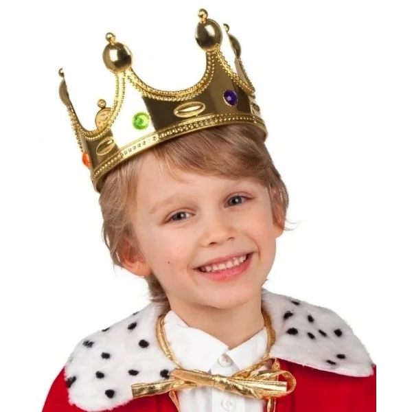 Plastik Kral Tacı Altın Renk Çocuk Boy