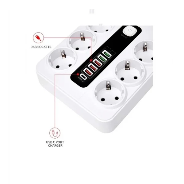 Hp-h04 3000w 10amper 6’lı 2metre Uzatma Kablolu Çoklu Termal Akım Priz