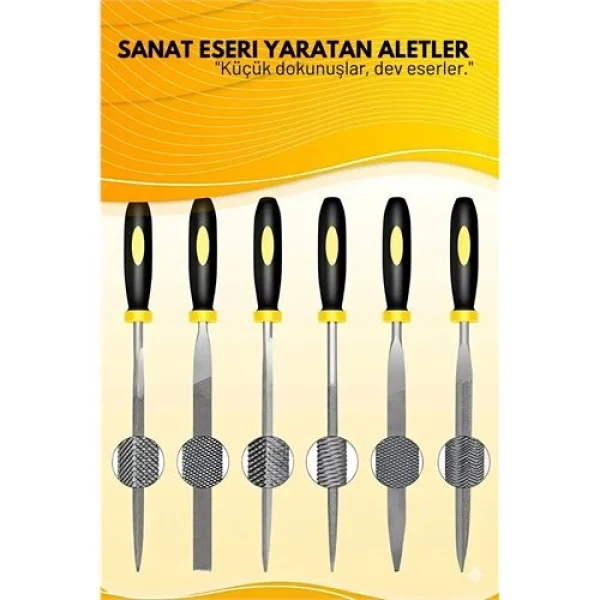 Profesyonel 6lı Ahşap Eğe ve Törpü Seti - Hassas Oyma ve Şekillendirme Hobi Takımı (17cm)