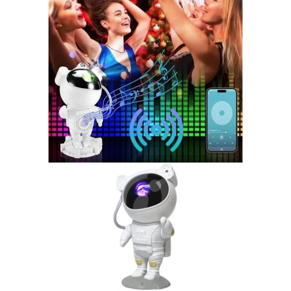 Projeksiyon Astronot Lamba Speaker Sevimli Astronot Bluetooth Hoparlör