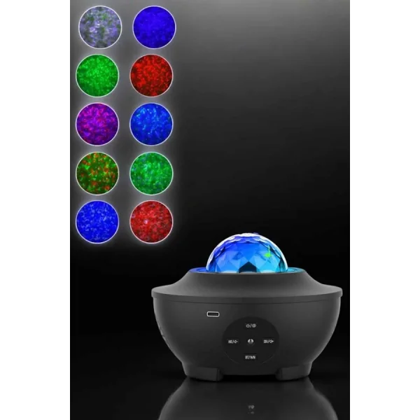 Projektör Yıldız Gece Lambası Disko Topu Bluetooth Bağlantılı Taşınabilir Şarjlı
