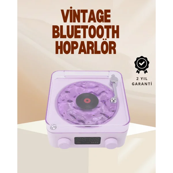 Retro Pikap Hoparlör – Şarjlı Kablosuz Projektör ve Gece Lambası