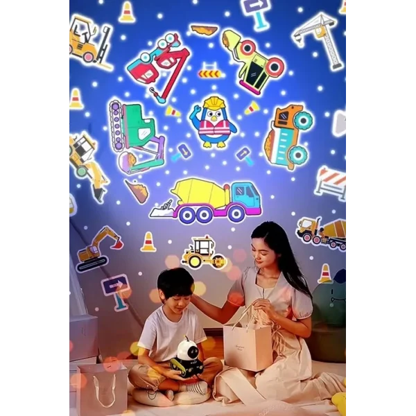 Robot Projeksiyon Gece Lambası Hoparlörlü Şarjlı Yıldızlı Gökyüzü Temalı Led Projeksiyon Lambası