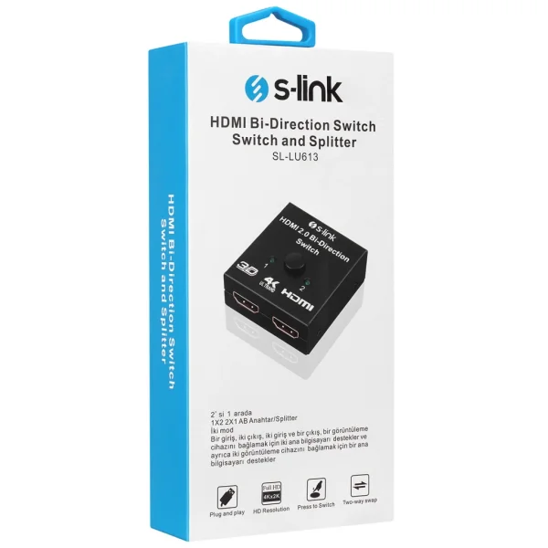 S-link SL-LU613 2 Port HDMI Çift Yönlü Switch ve Splitter(1923)