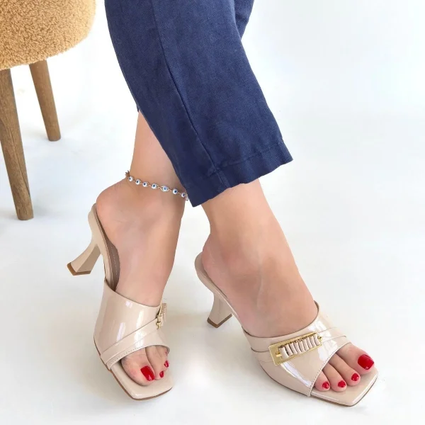 Sief Bej Rugan Topuklu Terlik