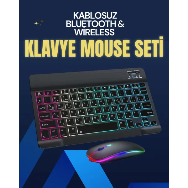 Şık ve Sessiz Tasarımlı Işıklı Klavye Mouse Seti – Şarjlı Wireless