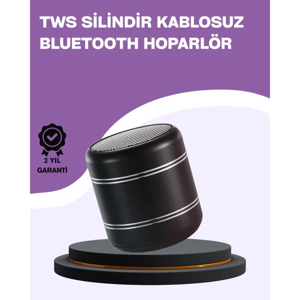 Silindir Tasarım Mini Bluetooth Hoparlör 10m Çekim Güçlü Bas ve Mikrofonlu