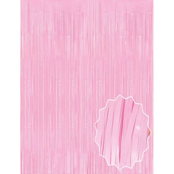 Soft Pembe Püsküllü Kapı Perdesi - Parti, Baby Shower, Cinsiyet Partisi 1x2 M