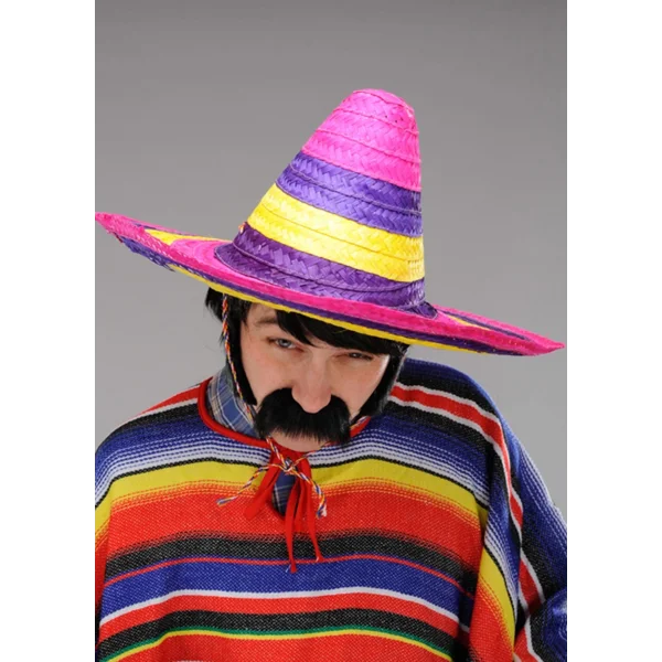 Sombrero Meksika Şapkası Renkli Örme Hasır Yetişkin Boy