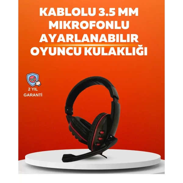 Stereo KırmızıKulaklığı Yumuşak Pedli Mikrofonlu