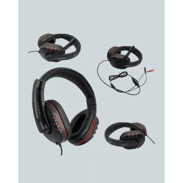 Stereo KırmızıKulaklığı Yumuşak Pedli Mikrofonlu