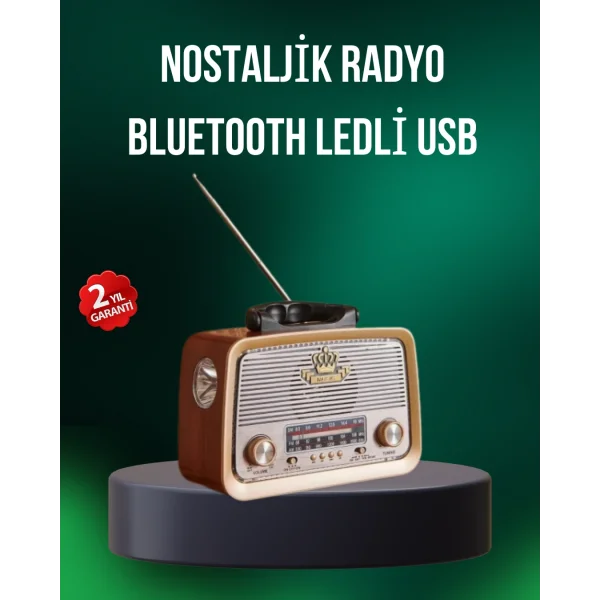 Taşınabilir Nostalji Radyo Bluetooth USB AUX Girişli