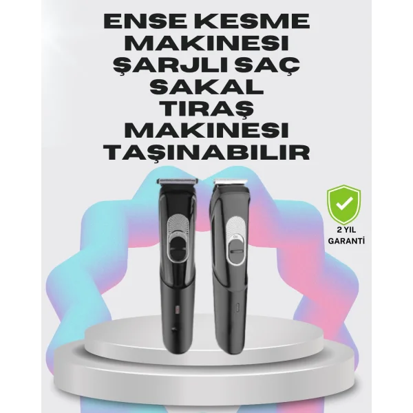 Taşınabilir Şarjlı Saç Sakal Tıraş Makinesi – 3 Taraklı Sessiz ve Ergonomik