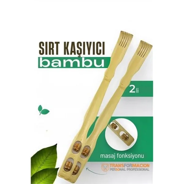 Turk Masajlı Sırt Kaşıma Aparatı - Bambu Sırt Kaşıyıcı 2 li set