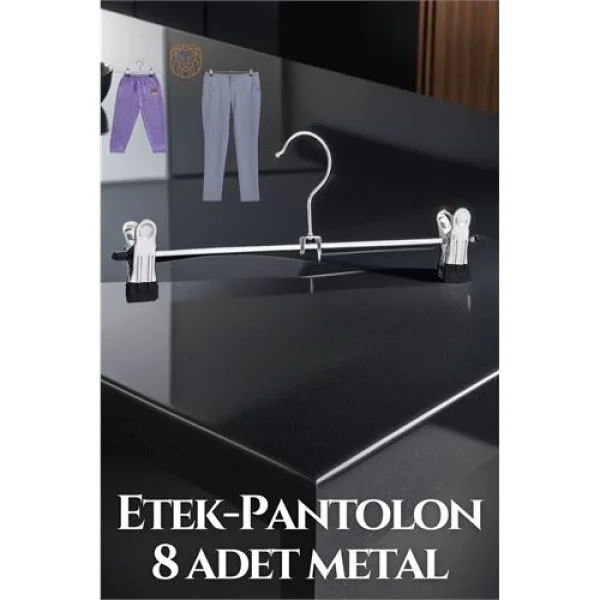 Turk Metal Etek Pantolon Eşarp Kıskaçlı Askı 8 Adet