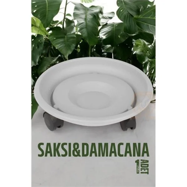 Turk Tekerlekli Saksı Altığı 37 CM BEYAZ
